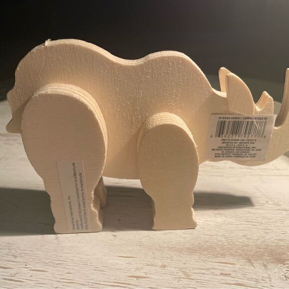 NEW Rhinoceros Wooden Natural Unfinished Animals Do It Yourself Ready to Paint & - Picture 2 of 6